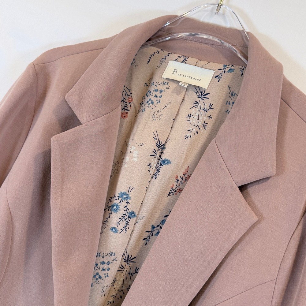 Skies Are Blue Blazer Womens 1X Mauve Excellent Floral Lined Open Front 122358